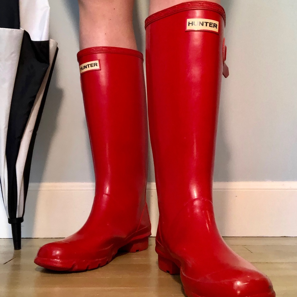 Red Hunter Wide Calf Rain Boots